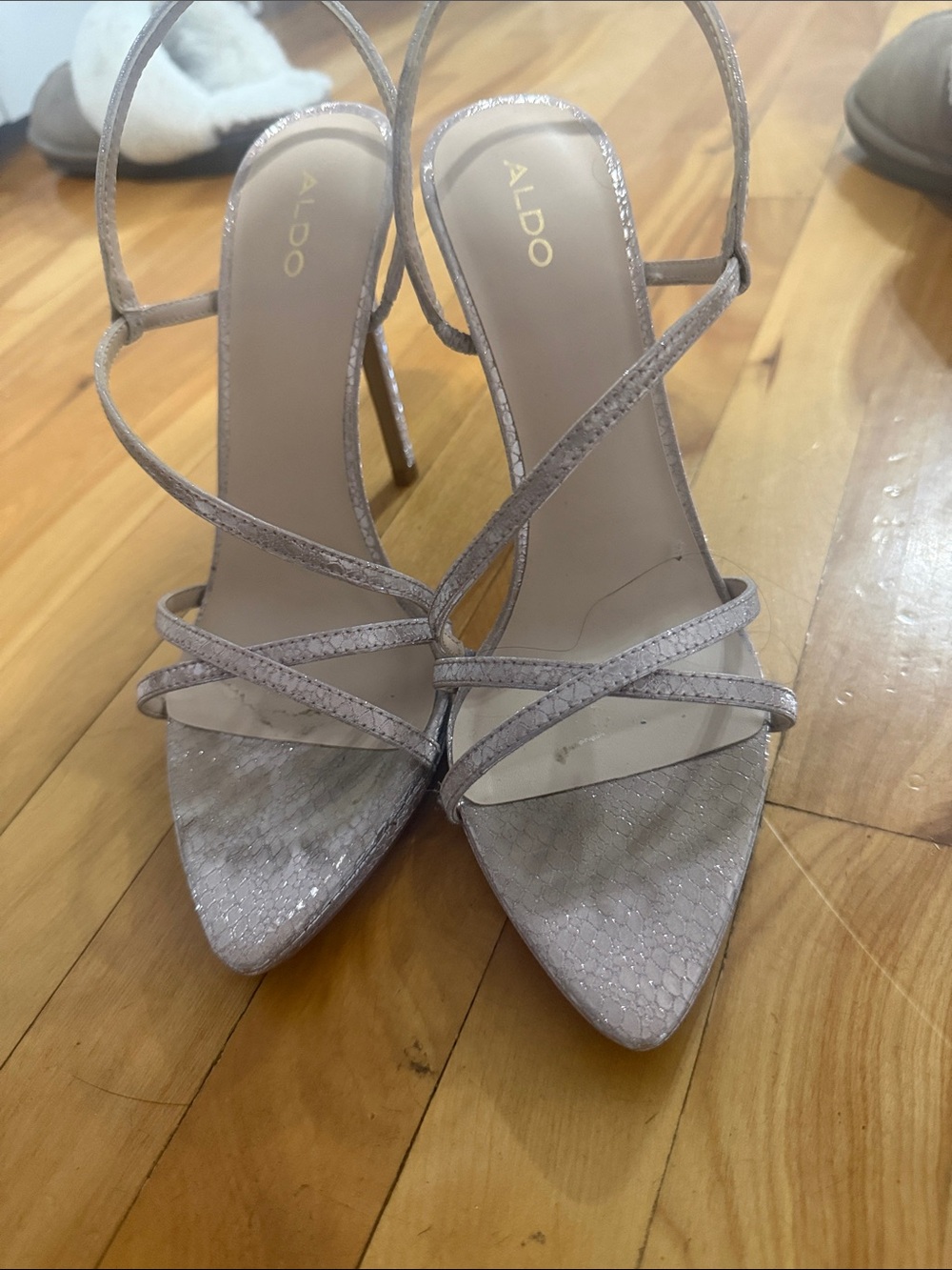 ALDO Women's Strappy Pointed-Toe High Heels in Light Beige